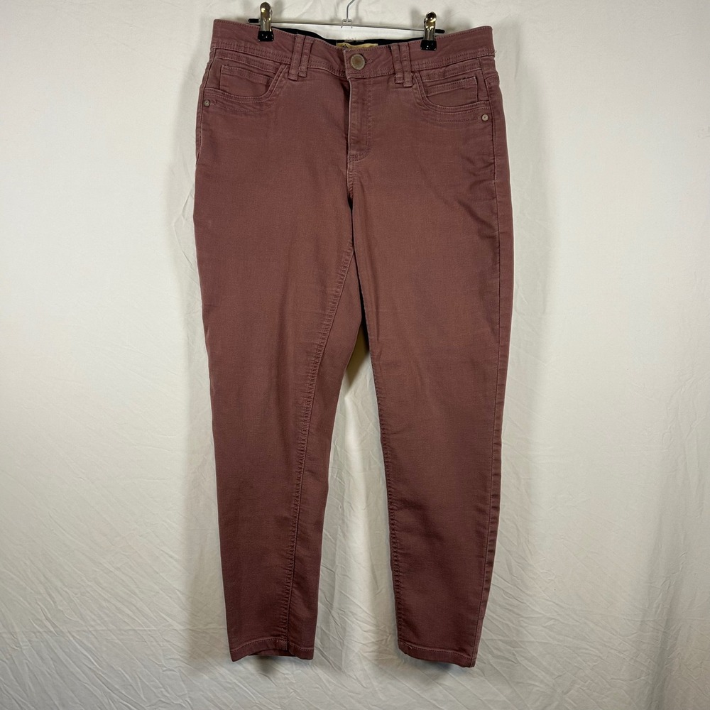 Democracy Ab Solution Skinny Pants Mauve Plum Size 10 Stretch‎ Ankle Trousers